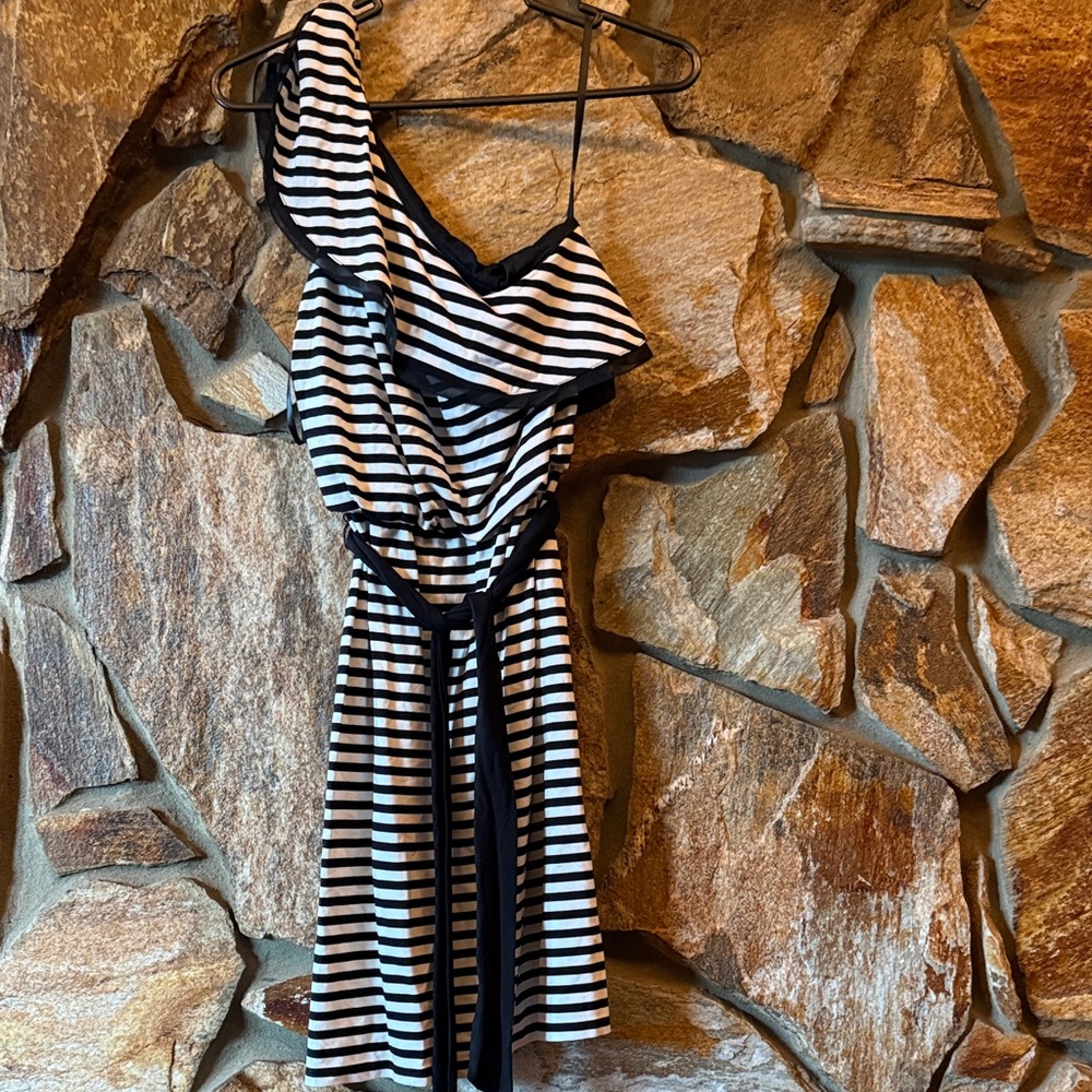 White House Black Market Striped Black and White Dress